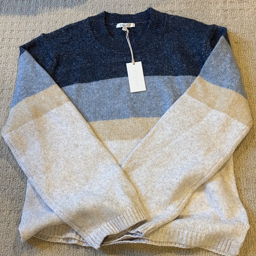 Z Supply Men's Crewneck Sweater - Navy, Gray, and Cream